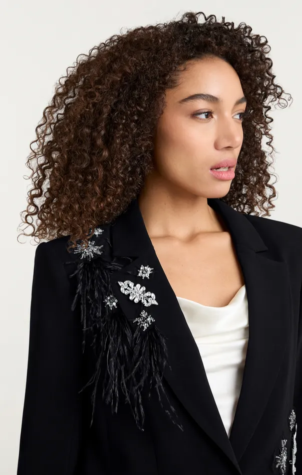 Women Jackets Cinq Sept Feather Bouquet Jamila Blazer Black