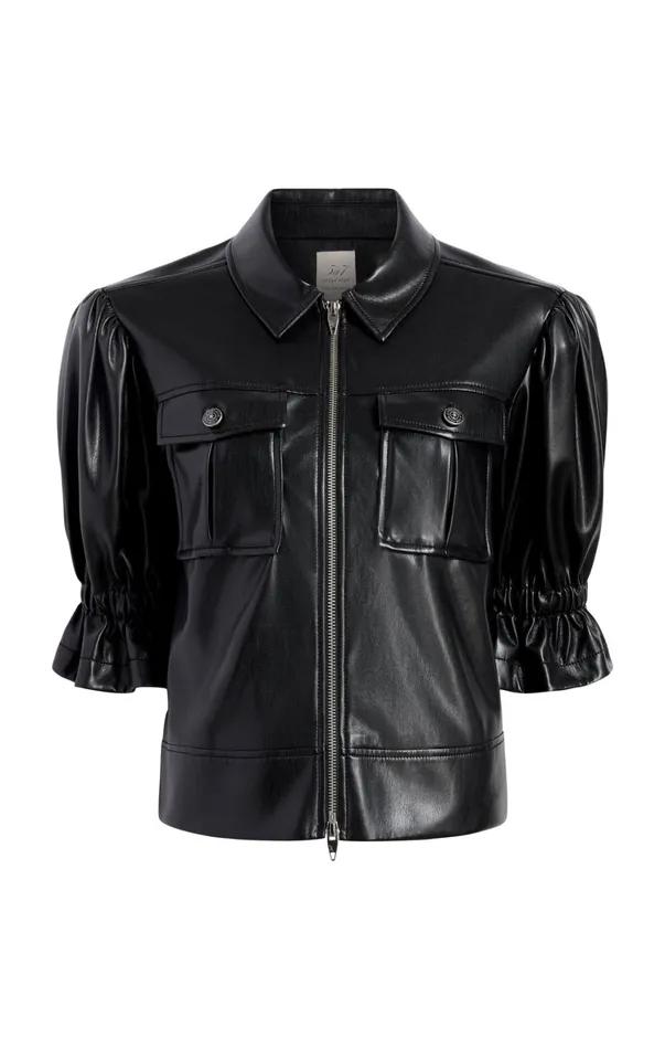 Women Jackets Cinq Sept Lite Vegan Leather Holly Jacket Black
