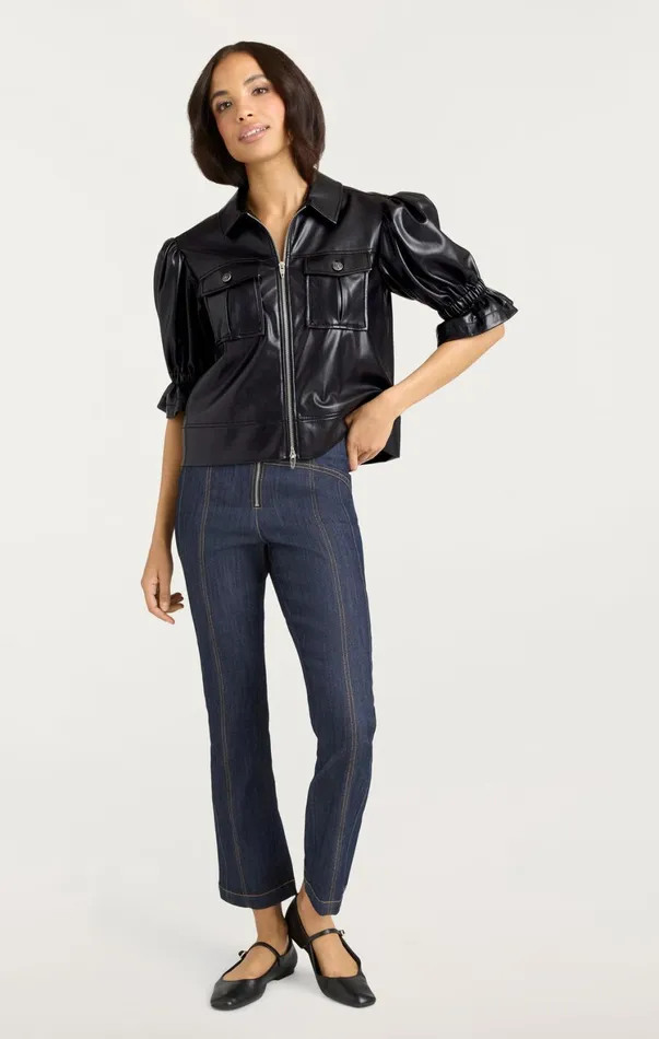 Women Jackets Cinq Sept Lite Vegan Leather Holly Jacket Black