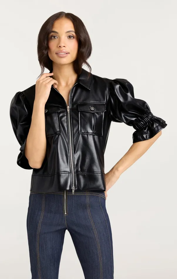 Women Jackets Cinq Sept Lite Vegan Leather Holly Jacket Black