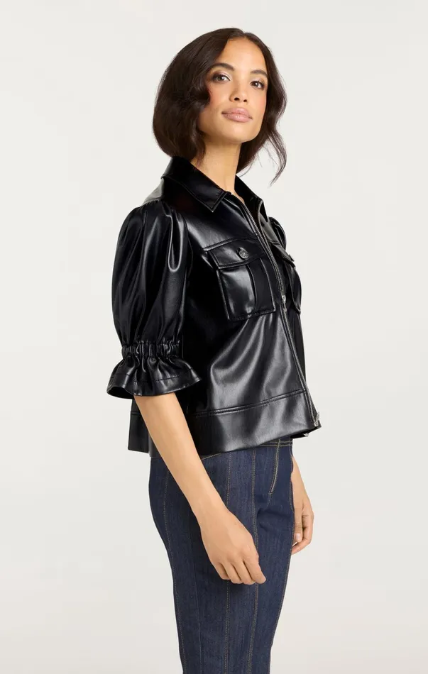 Women Jackets Cinq Sept Lite Vegan Leather Holly Jacket Black