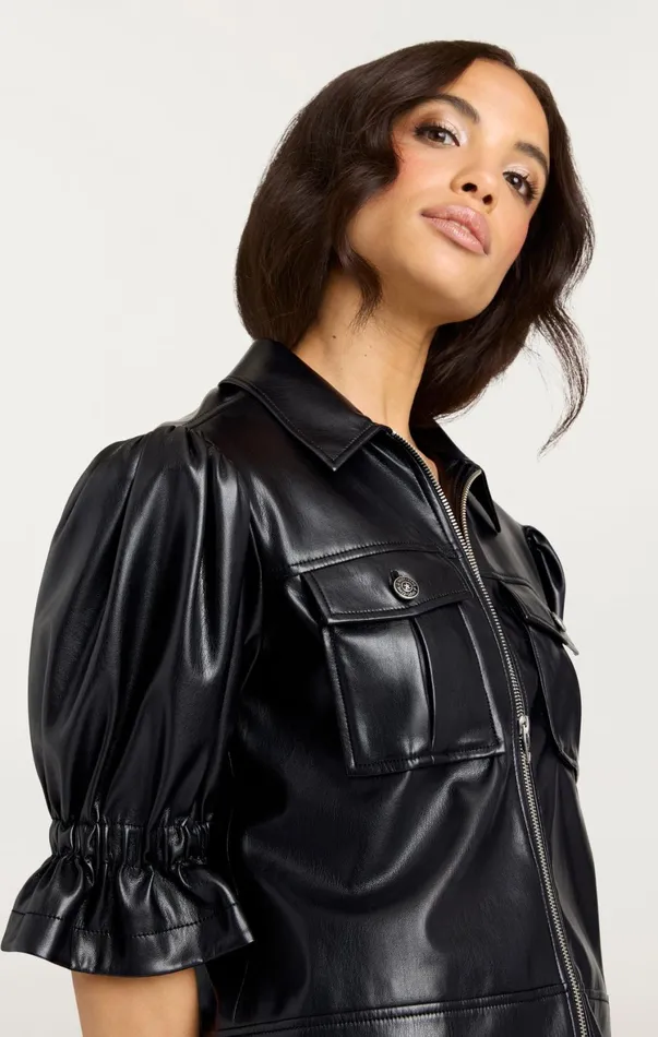 Women Jackets Cinq Sept Lite Vegan Leather Holly Jacket Black