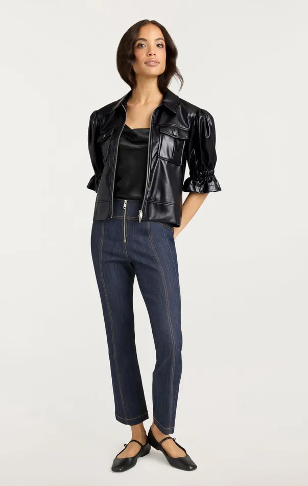 Women Jackets Cinq Sept Lite Vegan Leather Holly Jacket Black