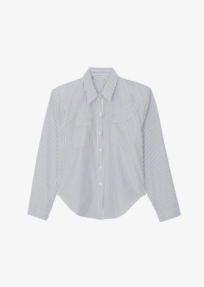 Women Jeanne Padded Shirt 8211 Black Stripe The Frankie Shop Tops