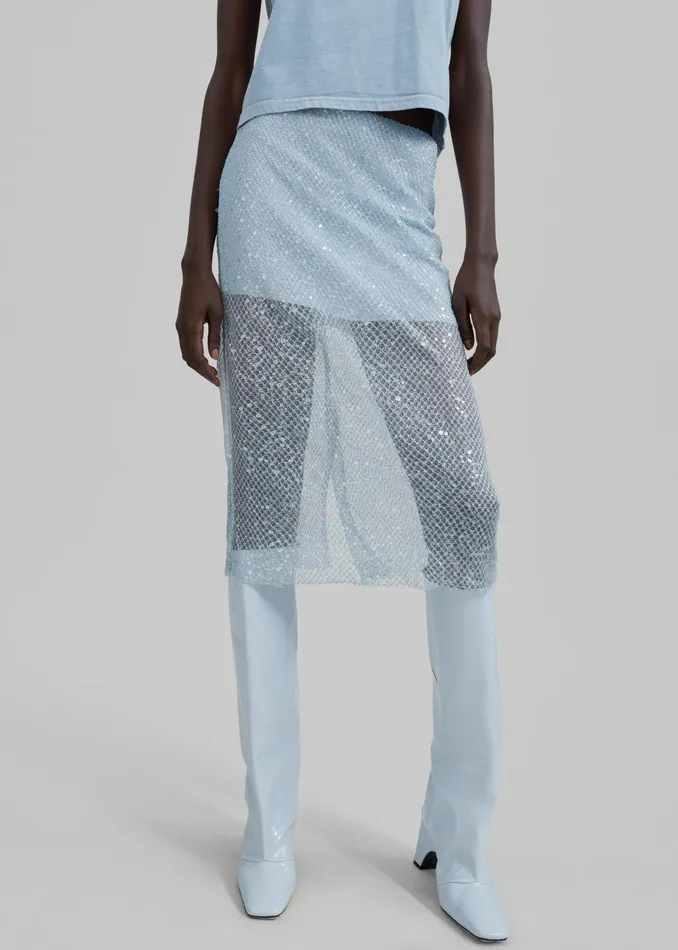 Women Jess Sequin Skirt 8211 Blue The Frankie Shop Bottoms