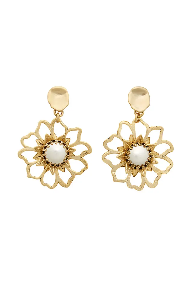 Women Jewelry LoveShackFancy BrinkerEliza Mini Flower Power Statement Earrings Gold