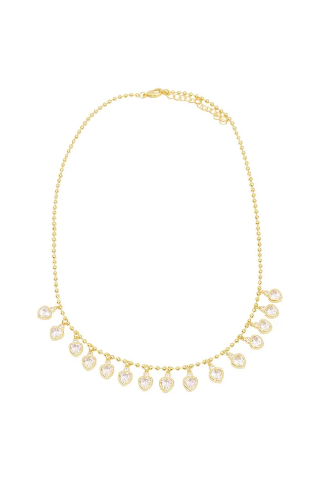Women Jewelry LoveShackFancy Erin Wachs Gold Heart Tennis Necklace Gold