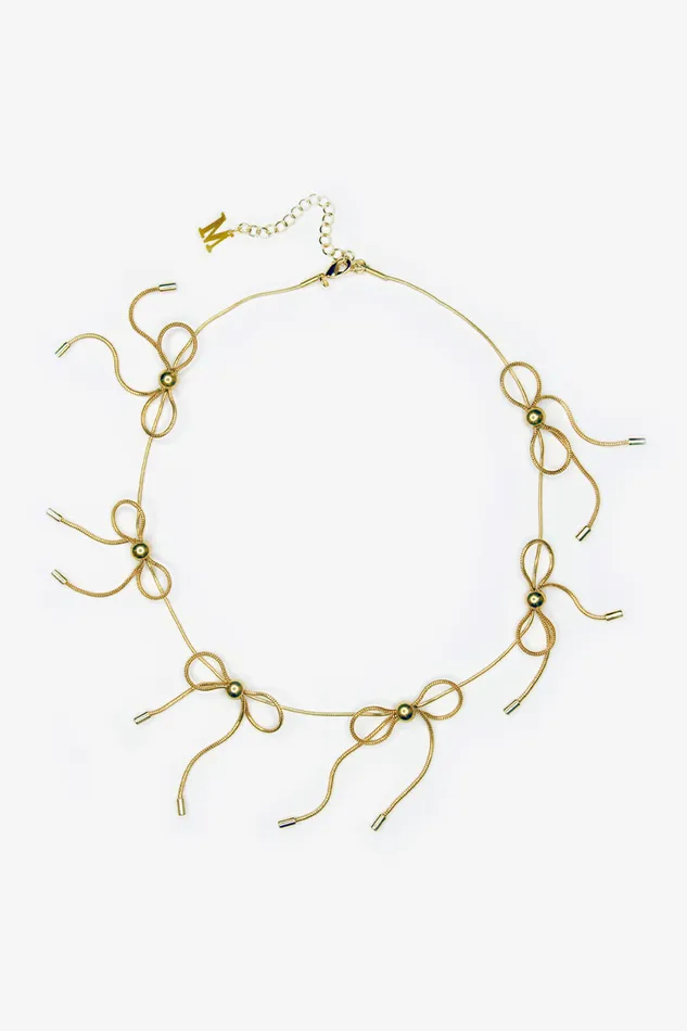 Women Jewelry LoveShackFancy Marland Backus Gold Bow Necklace Gold