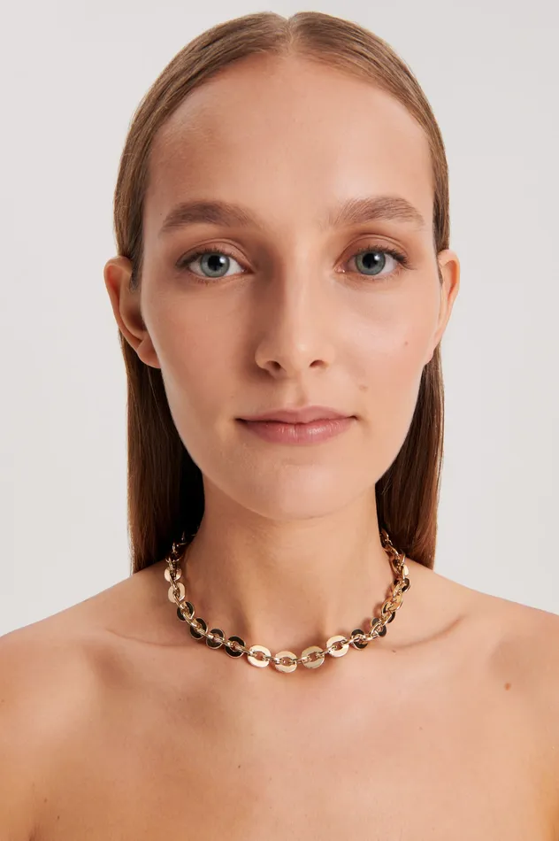 Women Jewelry Scanlan Theodore FLAT RING CHAIN CHOKER LIGHTGOLD