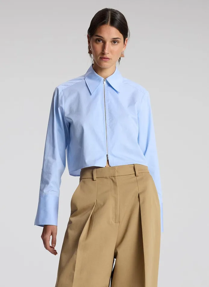 Women Jill Cotton Zip Top Sky Blue ALC Tops