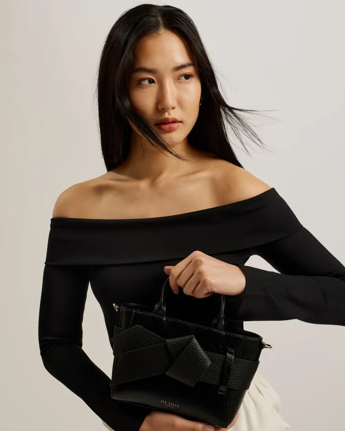 Women JIMISIE 8211 Mini Knot Bow Faux Leather Bag Black Ted Baker Tote Bags Women JIMISIE 8211 Mini Knot Bow Faux Leather Bag Black Ted Baker Tote Bags
