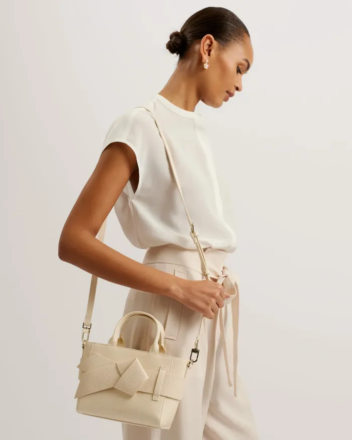Women JIMISIE 8211 Mini Knot Bow Faux Leather Bag Ivory Ted Baker Tote Bags