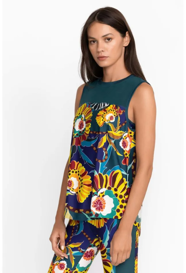 Women Johnny Was Active Bee Active High Low Mesh Contrast Tank Kimbra