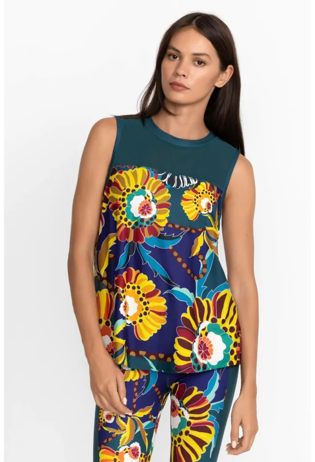Women Johnny Was Active Bee Active High Low Mesh Contrast Tank Kimbra