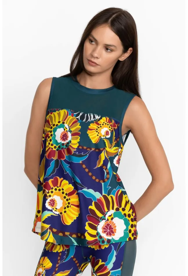Women Johnny Was Active Bee Active High Low Mesh Contrast Tank Kimbra