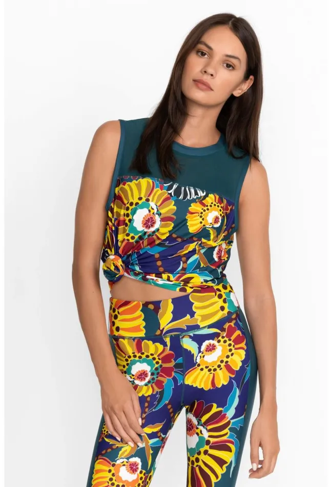 Women Johnny Was Active Bee Active High Low Mesh Contrast Tank Kimbra