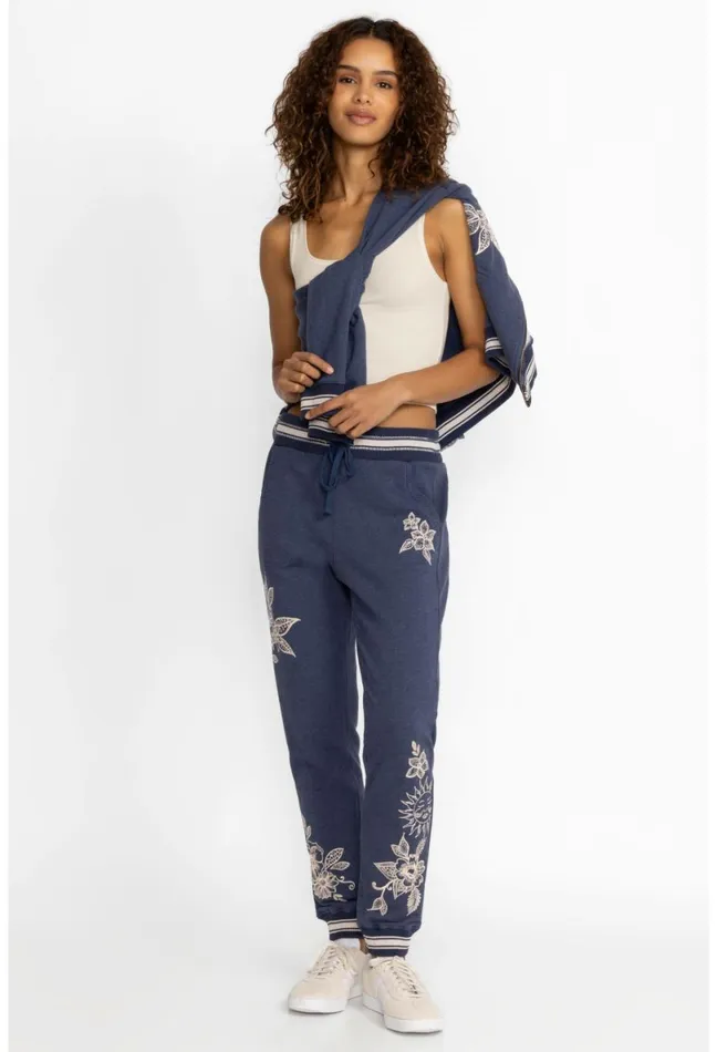 Women Johnny Was Bottoms Addison Rib Detail Ft Jogger Heather Indigo