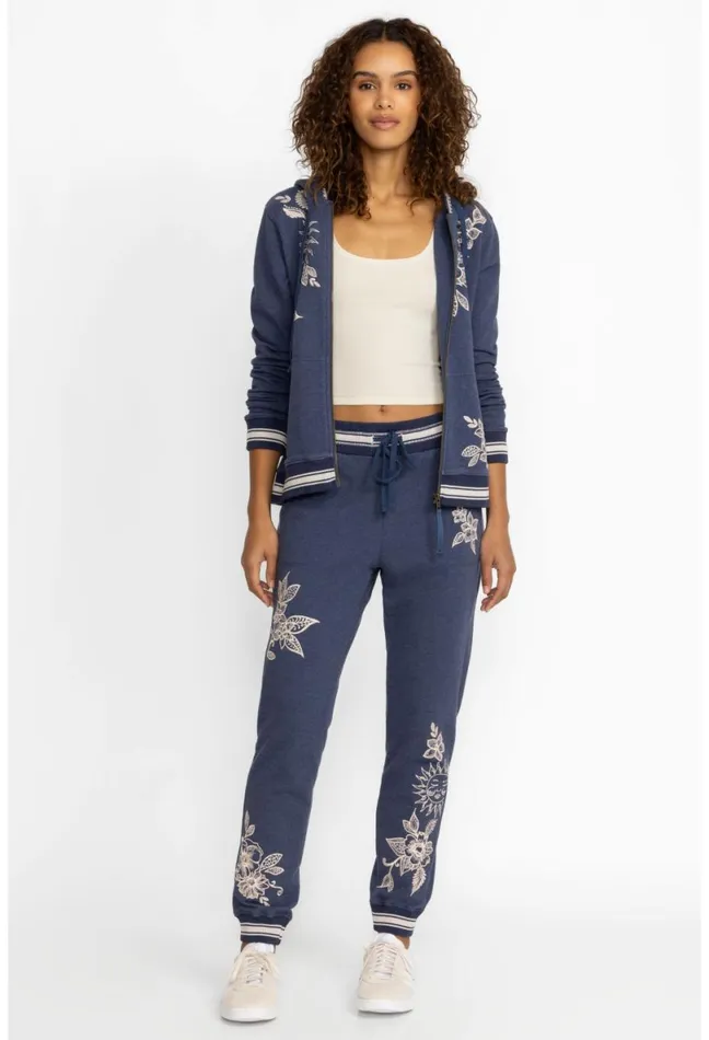 Women Johnny Was Bottoms Addison Rib Detail Ft Jogger Heather Indigo