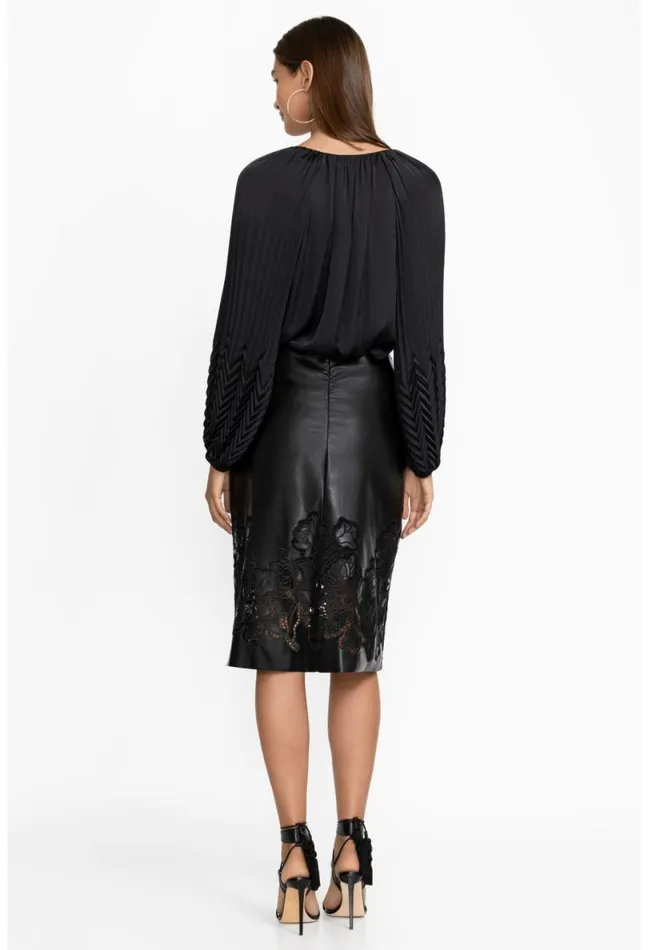 Women Johnny Was Bottoms Enid Vegan Leather Midi Skirt Black