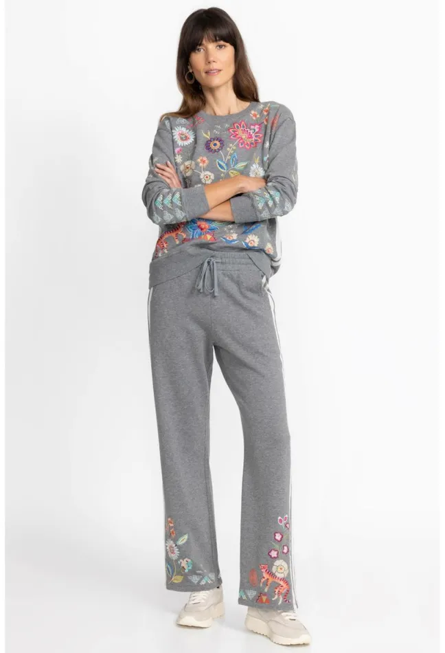 Women Johnny Was Bottoms Griffin Wide Leg Ribbon Pant Dark Heather