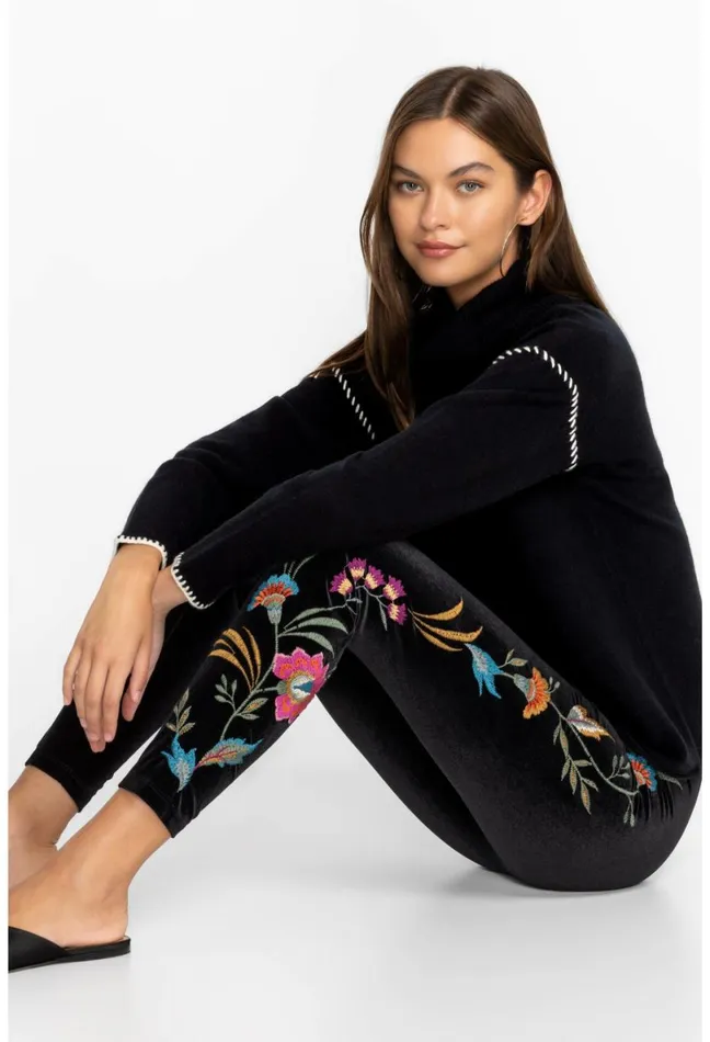 Women Johnny Was Bottoms Sidonia Velvet Stretch Legging Black