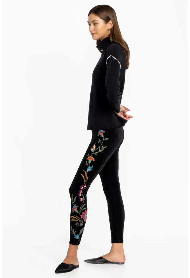 Women Johnny Was Bottoms Sidonia Velvet Stretch Legging Black
