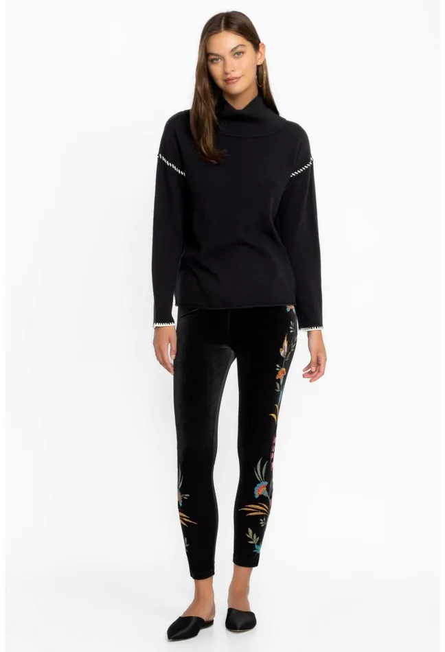 Women Johnny Was Bottoms Sidonia Velvet Stretch Legging Black