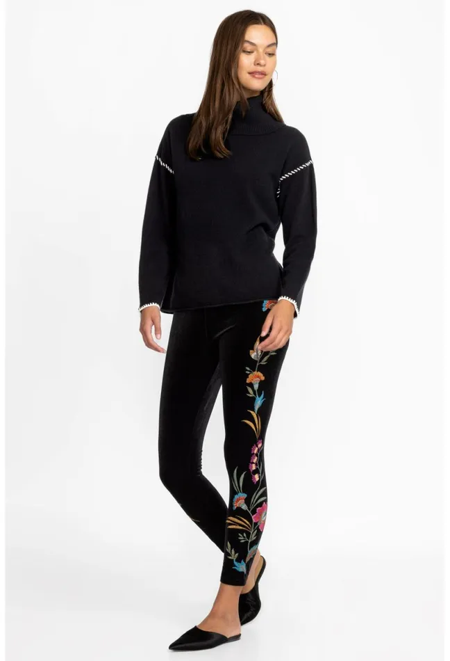 Women Johnny Was Bottoms Sidonia Velvet Stretch Legging Black
