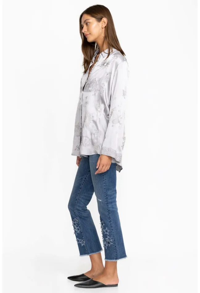 Women Johnny Was Bottoms Stars Dance Cropped Baby Boot Jean Vintage Aged Wash