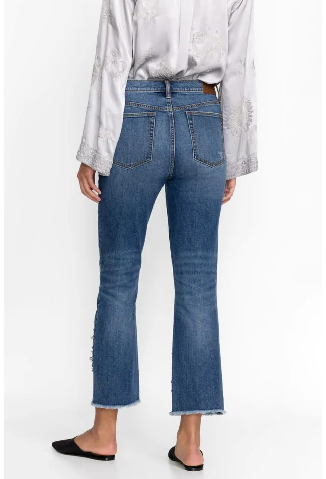 Women Johnny Was Bottoms Stars Dance Cropped Baby Boot Jean Vintage Aged Wash