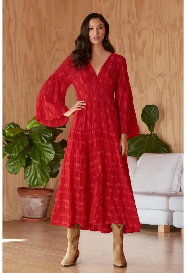 Women Johnny Was Dresses Bonnie Adenium Dress Raspberry