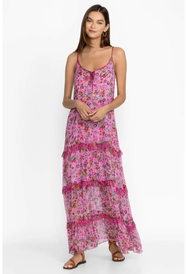 Women Johnny Was Dresses Foxglove Silk Maxi Dress Foxglove