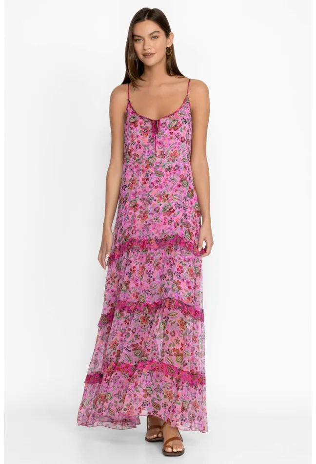 Women Johnny Was Dresses Foxglove Silk Maxi Dress Foxglove