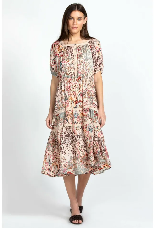 Women Johnny Was Dresses Jungle Paisley Zenovia Dress Jungle Paisley