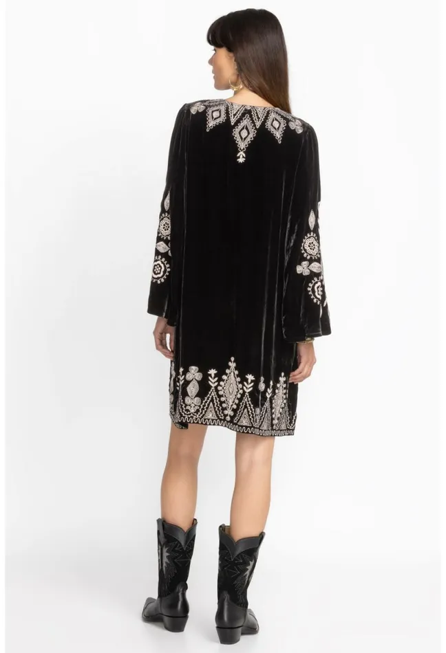 Women Johnny Was Dresses Liona Velvet Kimono Sleeve Dress Black