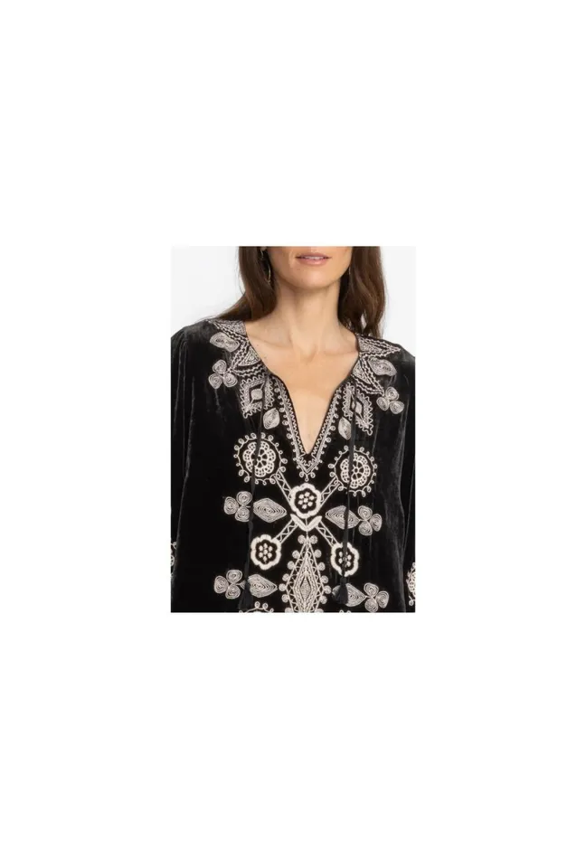 Women Johnny Was Dresses Liona Velvet Kimono Sleeve Dress Black