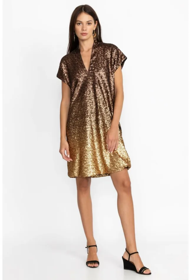 Women Johnny Was Dresses Sequin Gold Alma Dress Gold