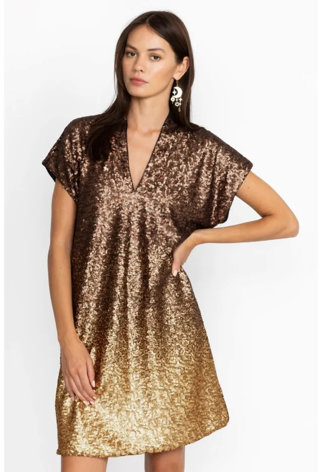 Women Johnny Was Dresses Sequin Gold Alma Dress Gold