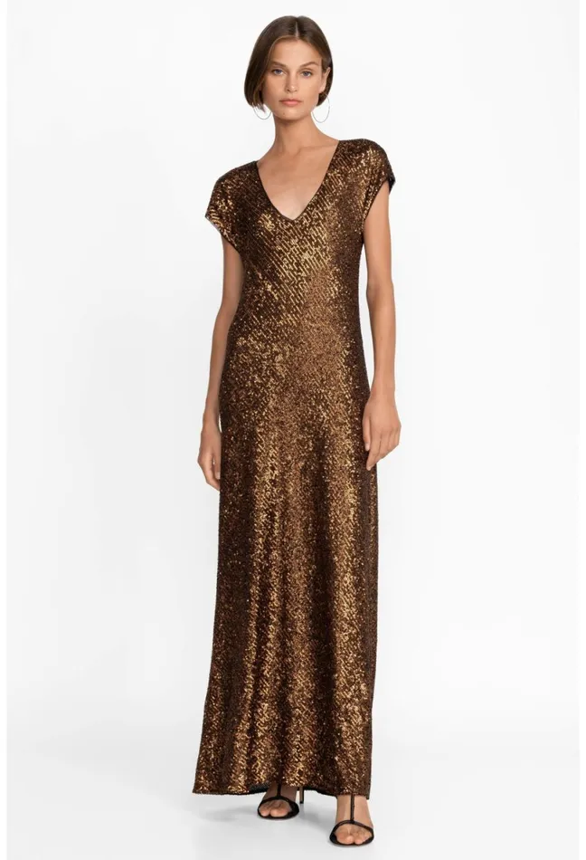 Women Johnny Was Dresses Toto Sequin Maxi Dress Butterscotch