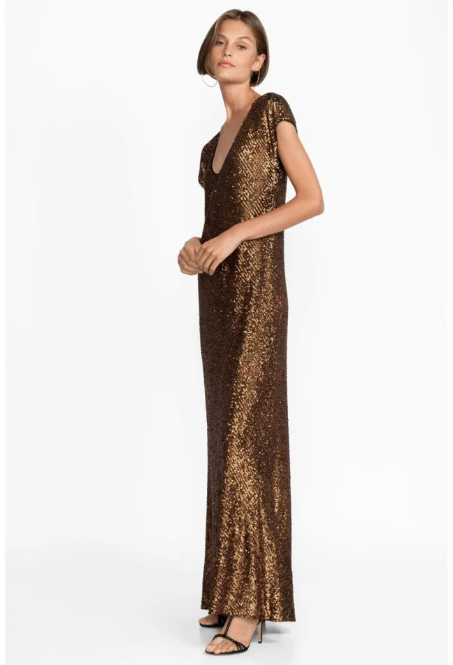 Women Johnny Was Dresses Toto Sequin Maxi Dress Butterscotch