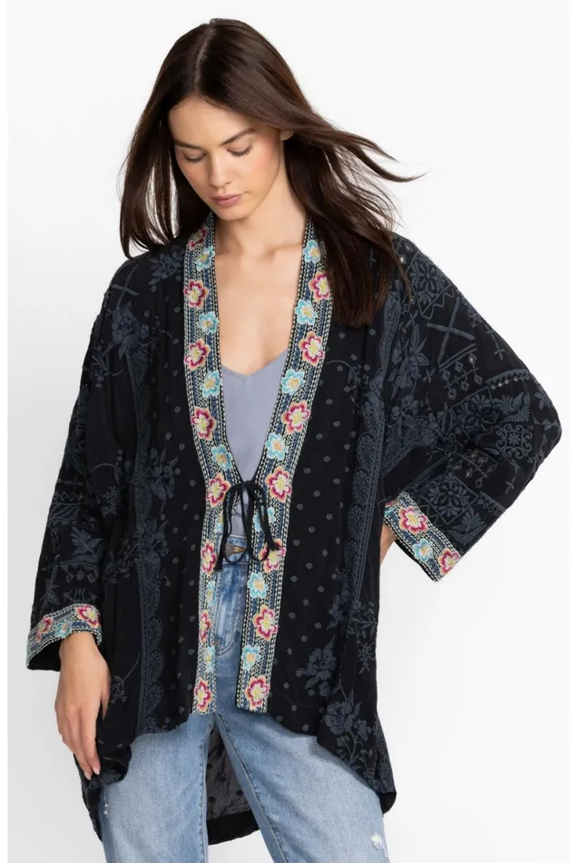 Women Johnny Was Kimonos Lacy Shae Kimono Sanded Black