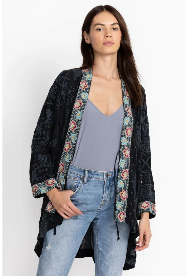 Women Johnny Was Kimonos Lacy Shae Kimono Sanded Black