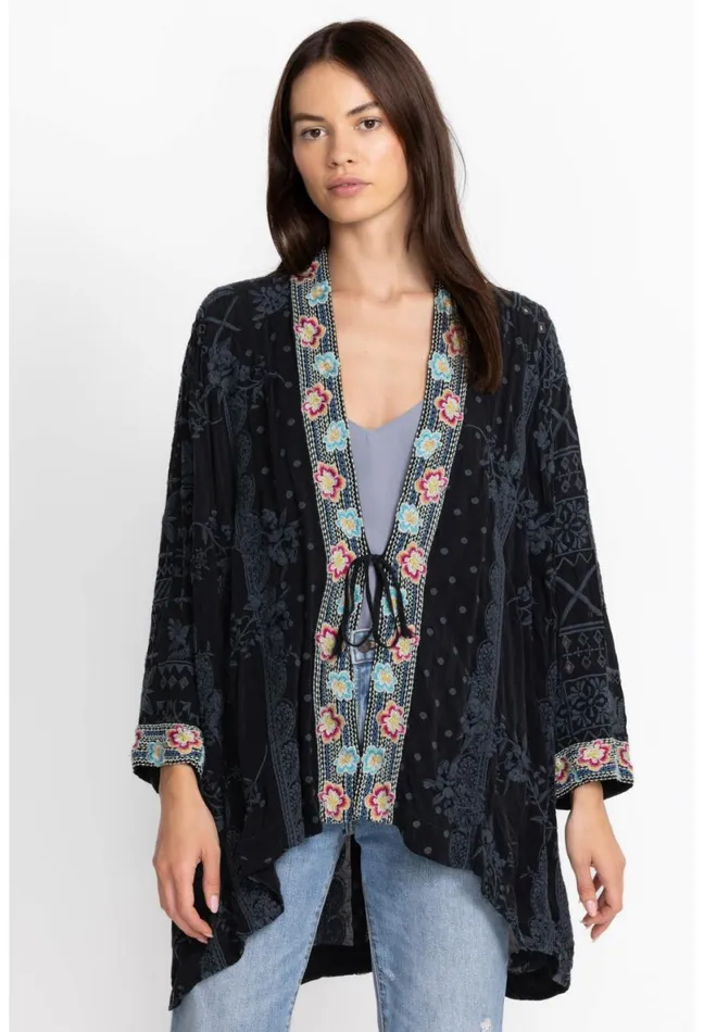 Women Johnny Was Kimonos Lacy Shae Kimono Sanded Black