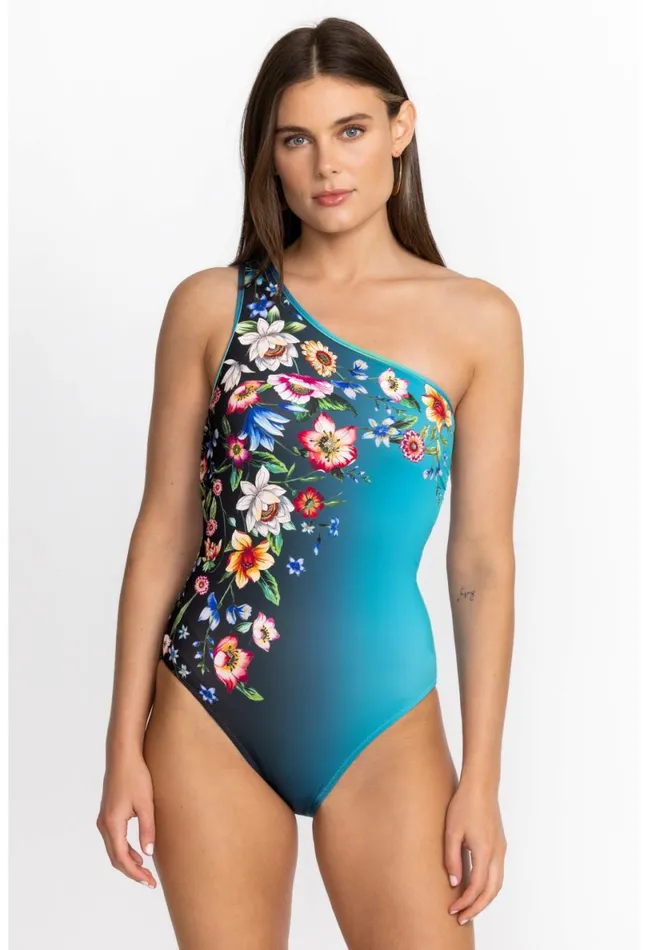 Women Johnny Was OnePieces Ombre Garden One Shoulder Swimsuit Ombre Garden
