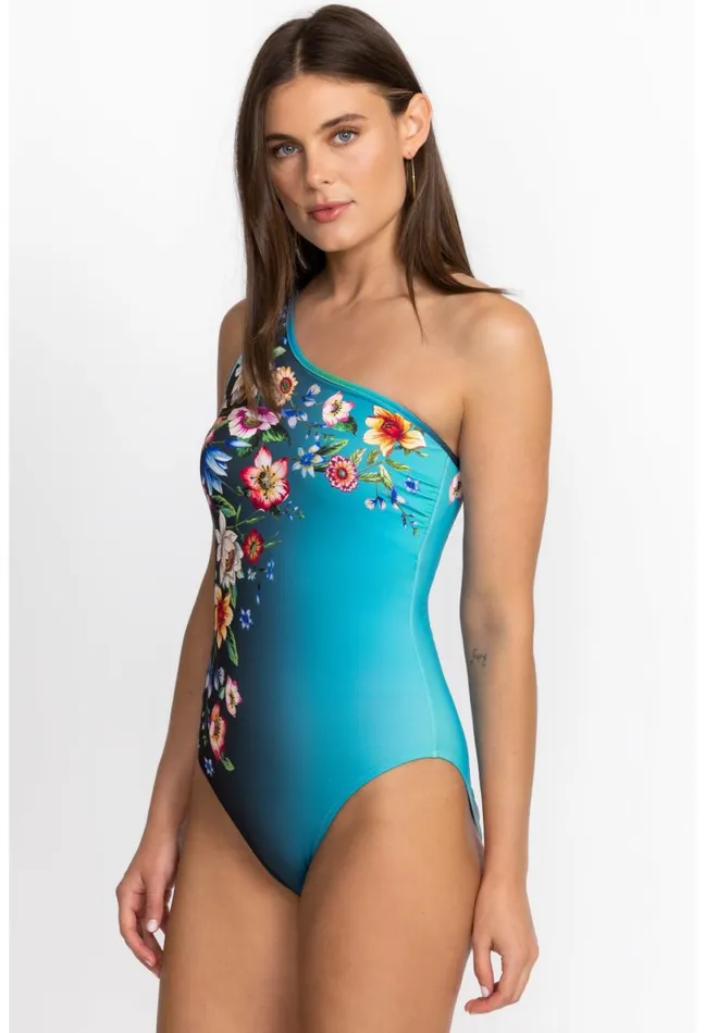 Women Johnny Was OnePieces Ombre Garden One Shoulder Swimsuit Ombre Garden