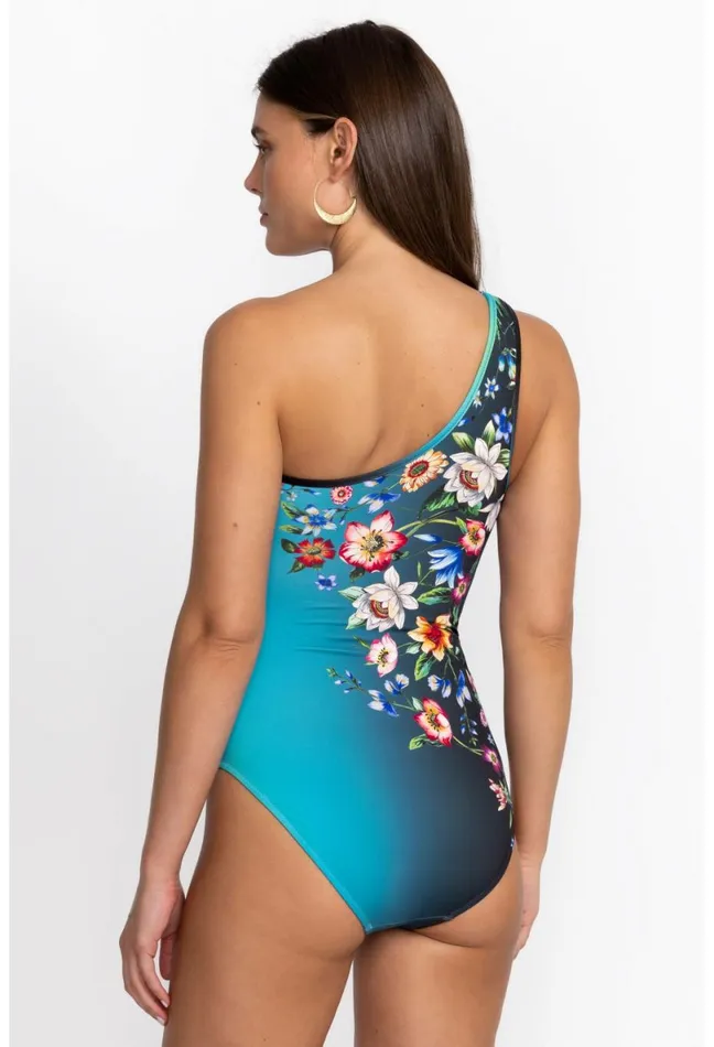Women Johnny Was OnePieces Ombre Garden One Shoulder Swimsuit Ombre Garden