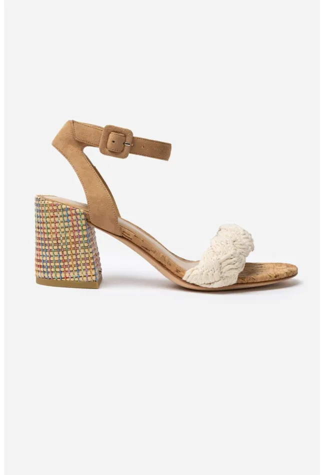 Women Johnny Was Shoes Braid Block Heel Natural