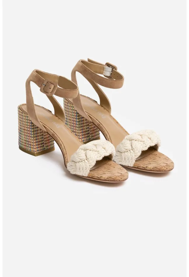 Women Johnny Was Shoes Braid Block Heel Natural