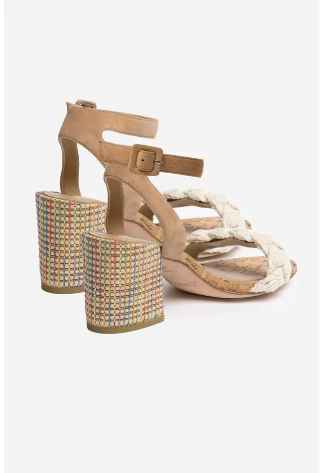 Women Johnny Was Shoes Braid Block Heel Natural
