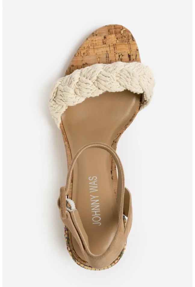 Women Johnny Was Shoes Braid Block Heel Natural